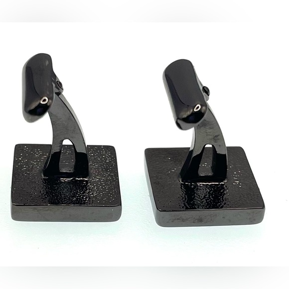 3 for $30 Vintage Gunmetal SilverTone Square Cufflinks Black Square Stone Center - Picture 4 of 7